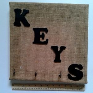 Handmade Burlap and solid wood Wall hanging Key Holder